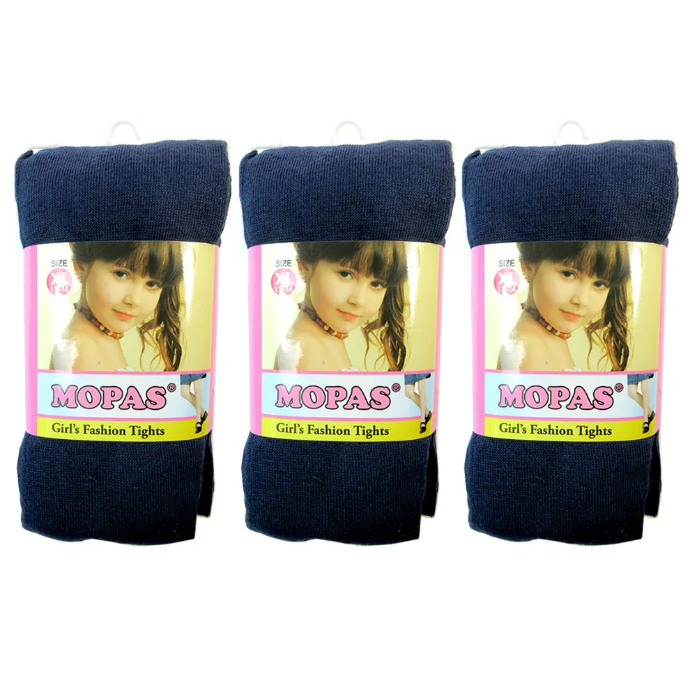 3 Pairs Navy Girls Kids Footed Tights Dance Stockings Pantyhose Ballet XL 11-14