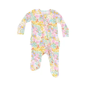Bamboo 2 Way Ruffle Zipper Footie - Amelia Floral by Angel Dear
