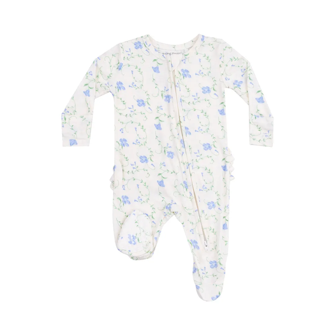 Bamboo 2 Way Ruffle Zipper Footie - Sweet Vines by Angel Dear