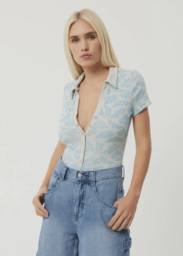 Billie Hemp Rib Bodysuit - Smoke Blue