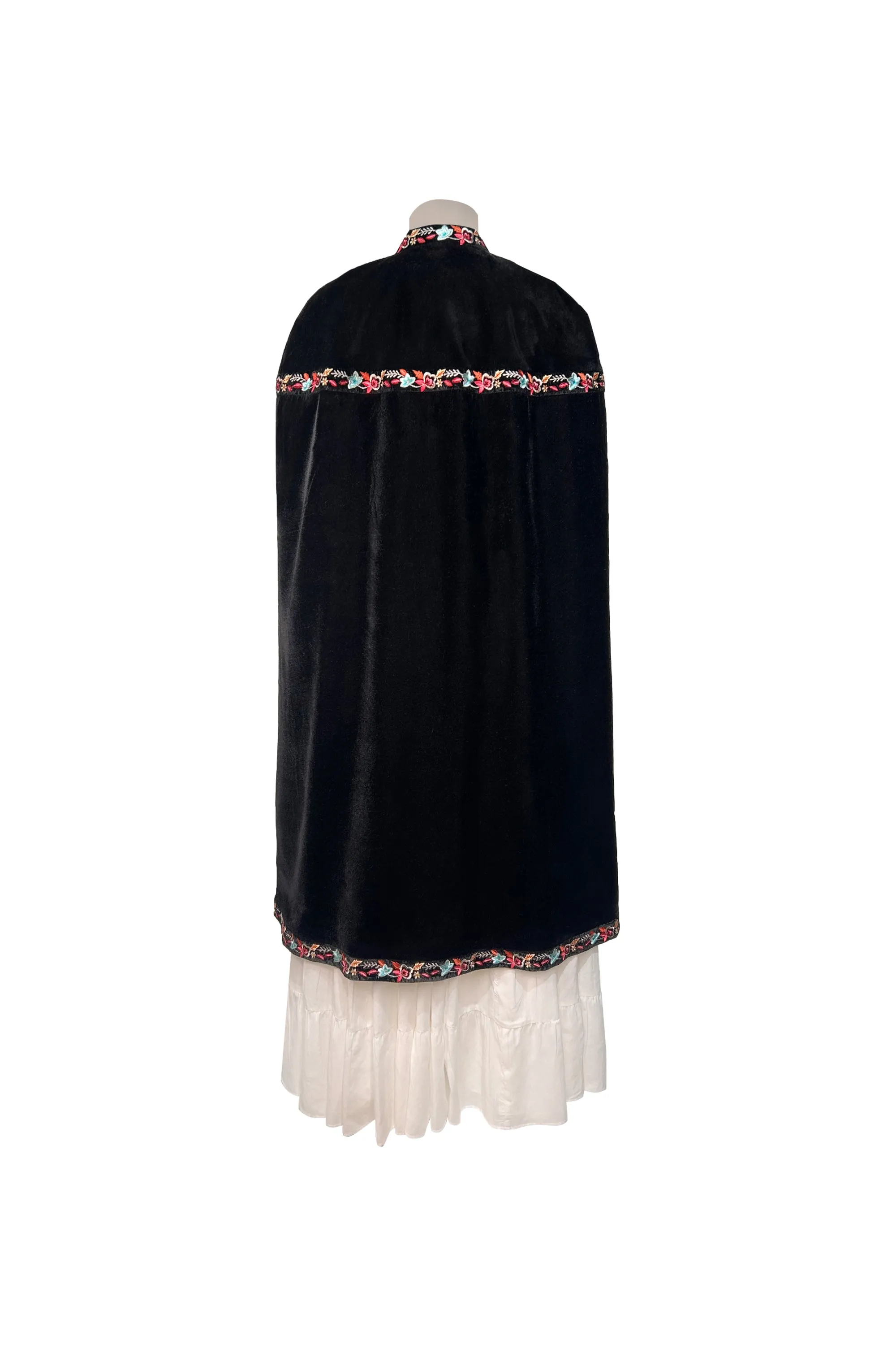 Black Floral Long Cape with Full Sleeves Jalabiya For Women