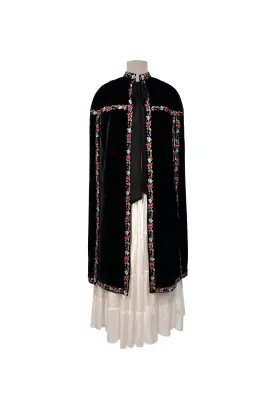 Black Floral Long Cape with Full Sleeves Jalabiya For Women
