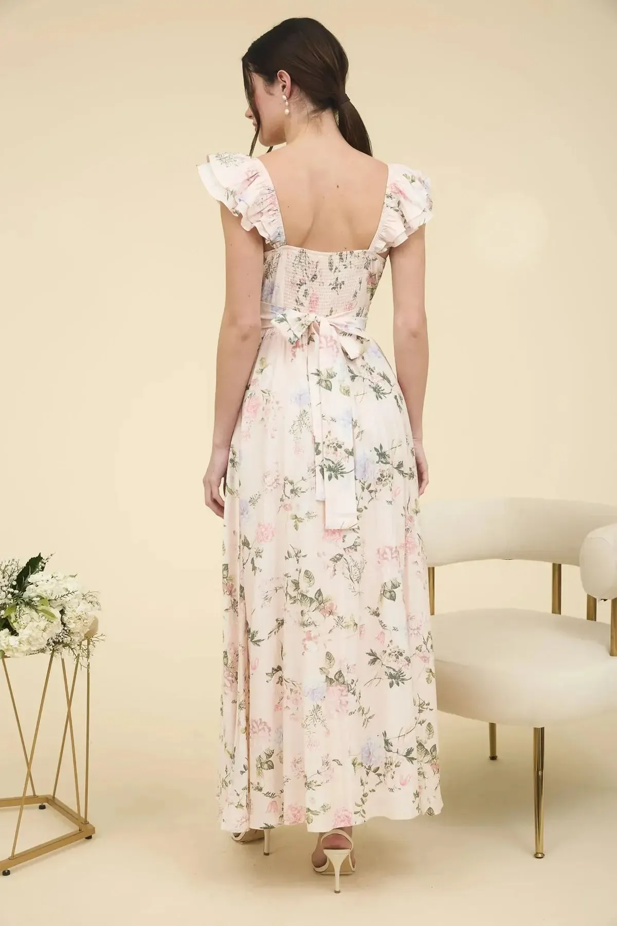 Blu Pepper Spring Bloom Dress – Romantic Floral Maxi for Effortless Elegance