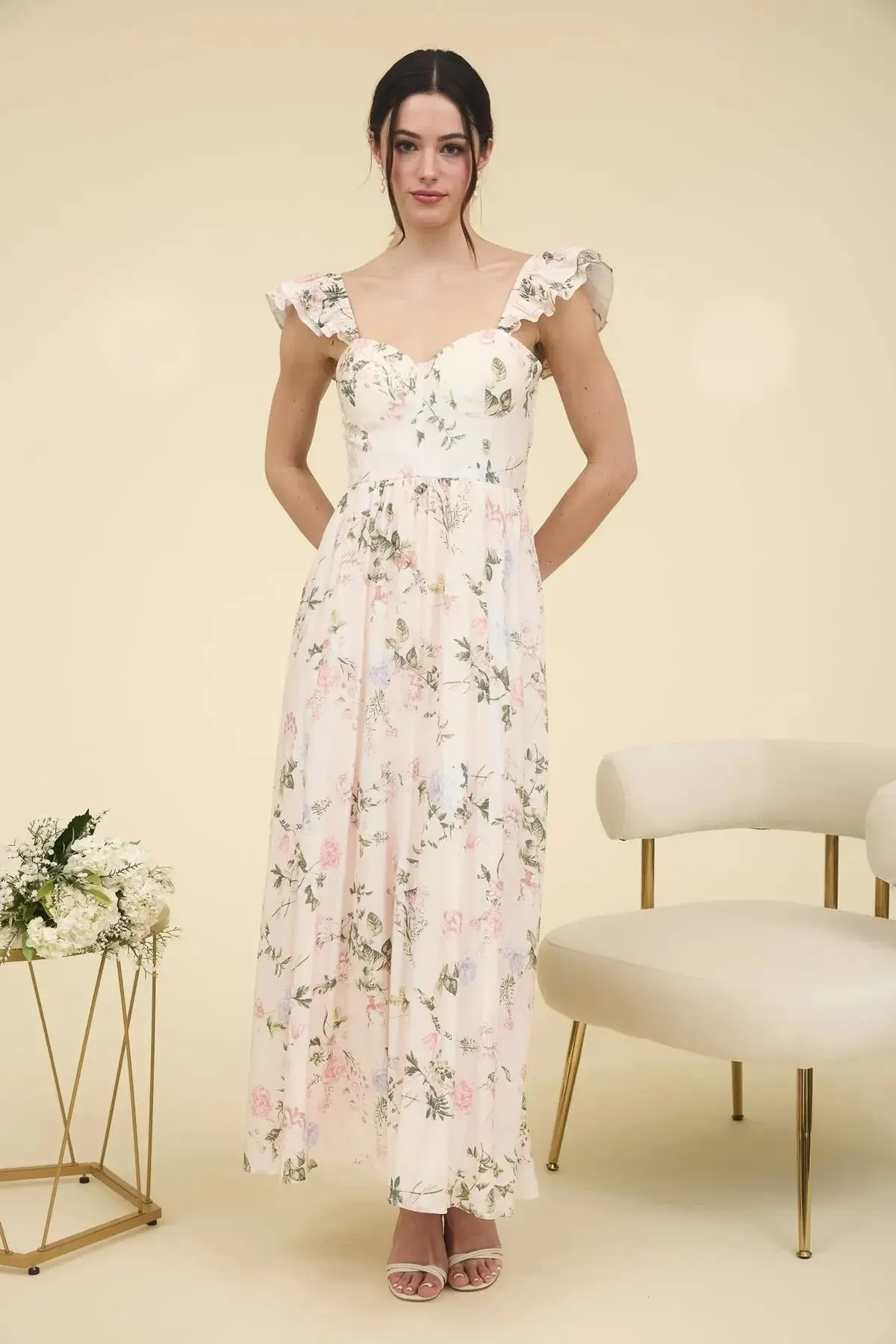 Blu Pepper Spring Bloom Dress – Romantic Floral Maxi for Effortless Elegance