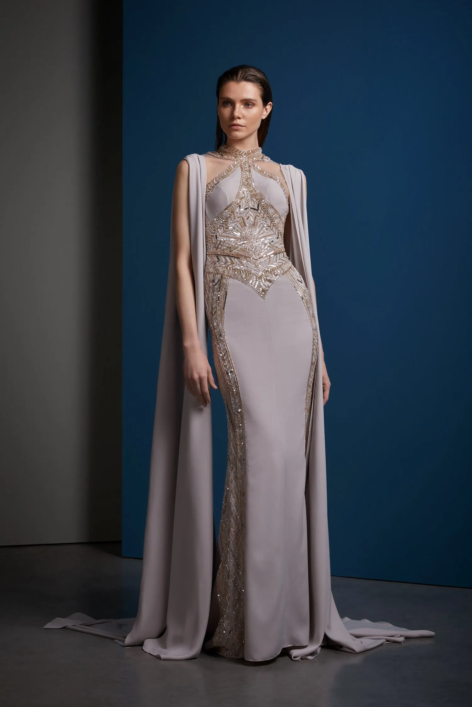 Cape Sheath Patterned Sequin Dress Online UAE