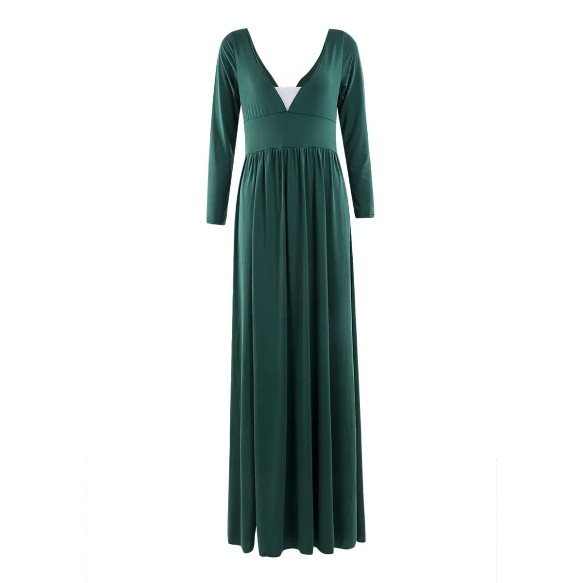 FashionSierra - Women Autumn Long Sleeve Maxi Dress Elegant Split Formal Evening Party Dress Fashion V neck Women vestidos