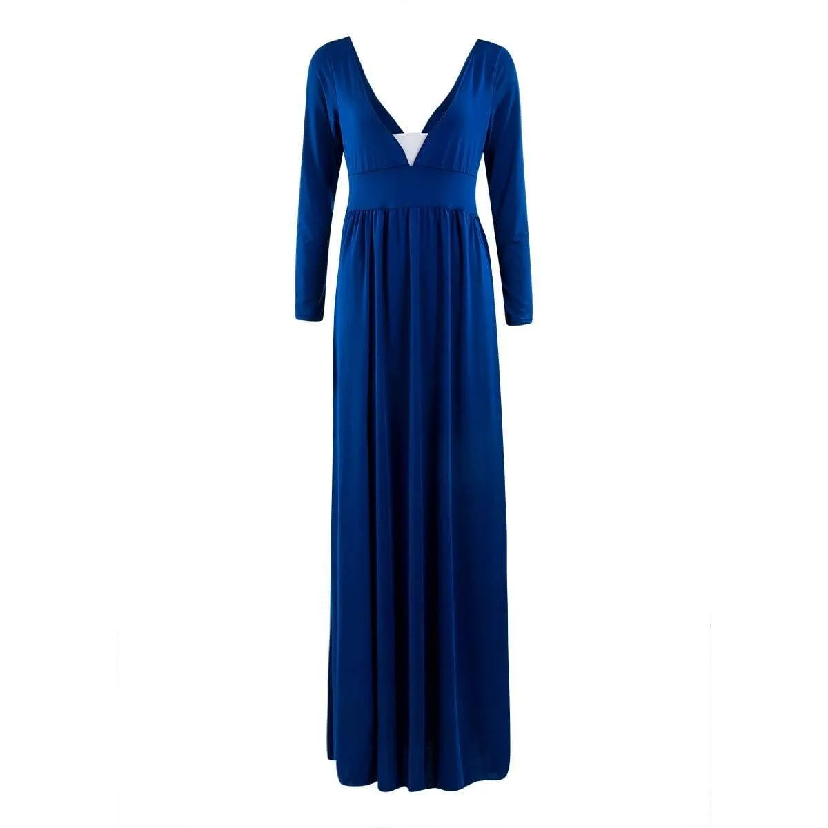 FashionSierra - Women Autumn Long Sleeve Maxi Dress Elegant Split Formal Evening Party Dress Fashion V neck Women vestidos