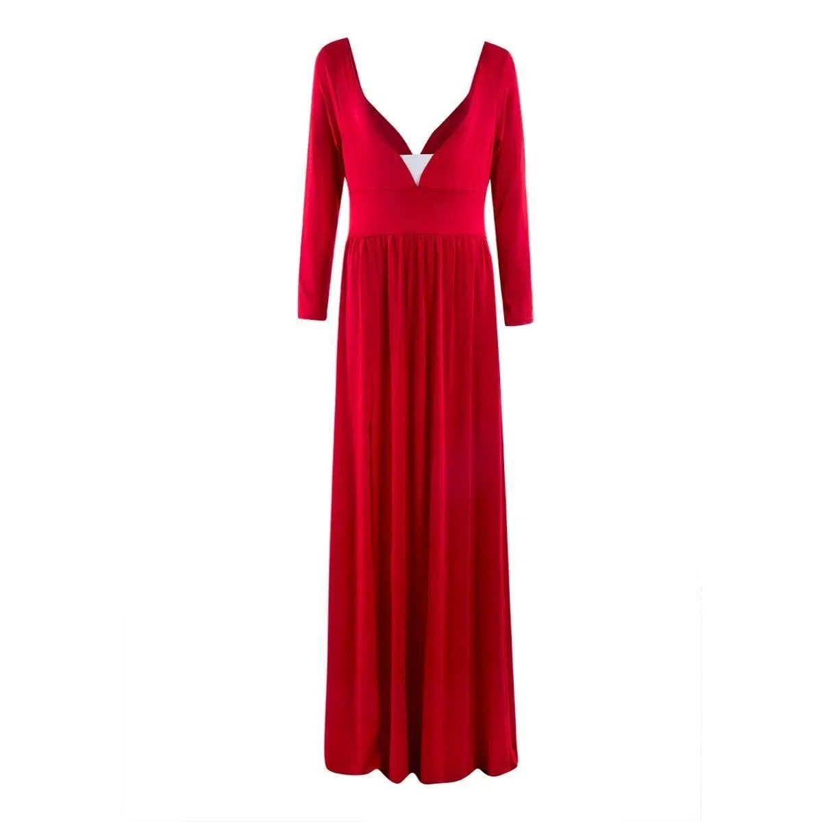 FashionSierra - Women Autumn Long Sleeve Maxi Dress Elegant Split Formal Evening Party Dress Fashion V neck Women vestidos