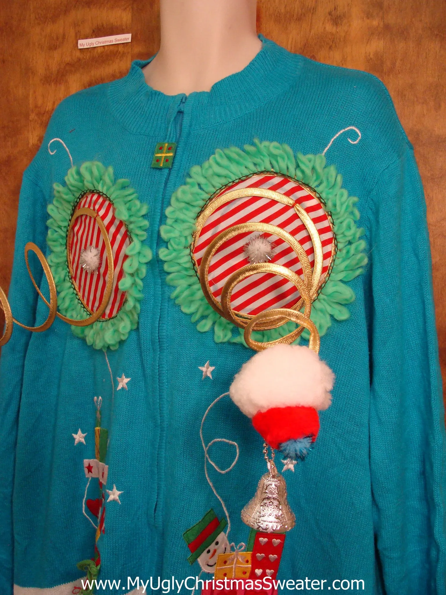 Funny Blue Naughty Ugly Christmas Sweater with Fringe