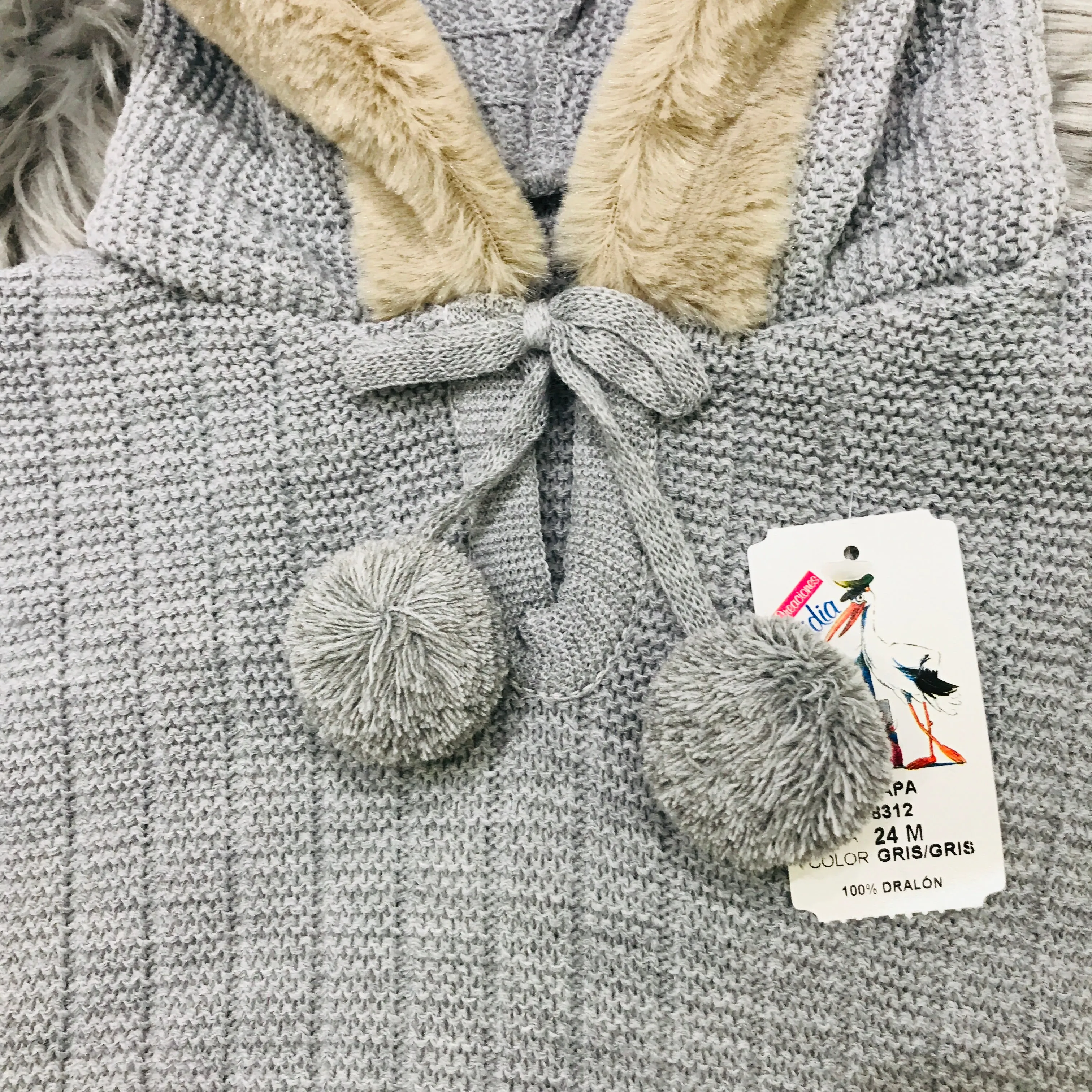 Grey Knitted Spanish Hooded Cape