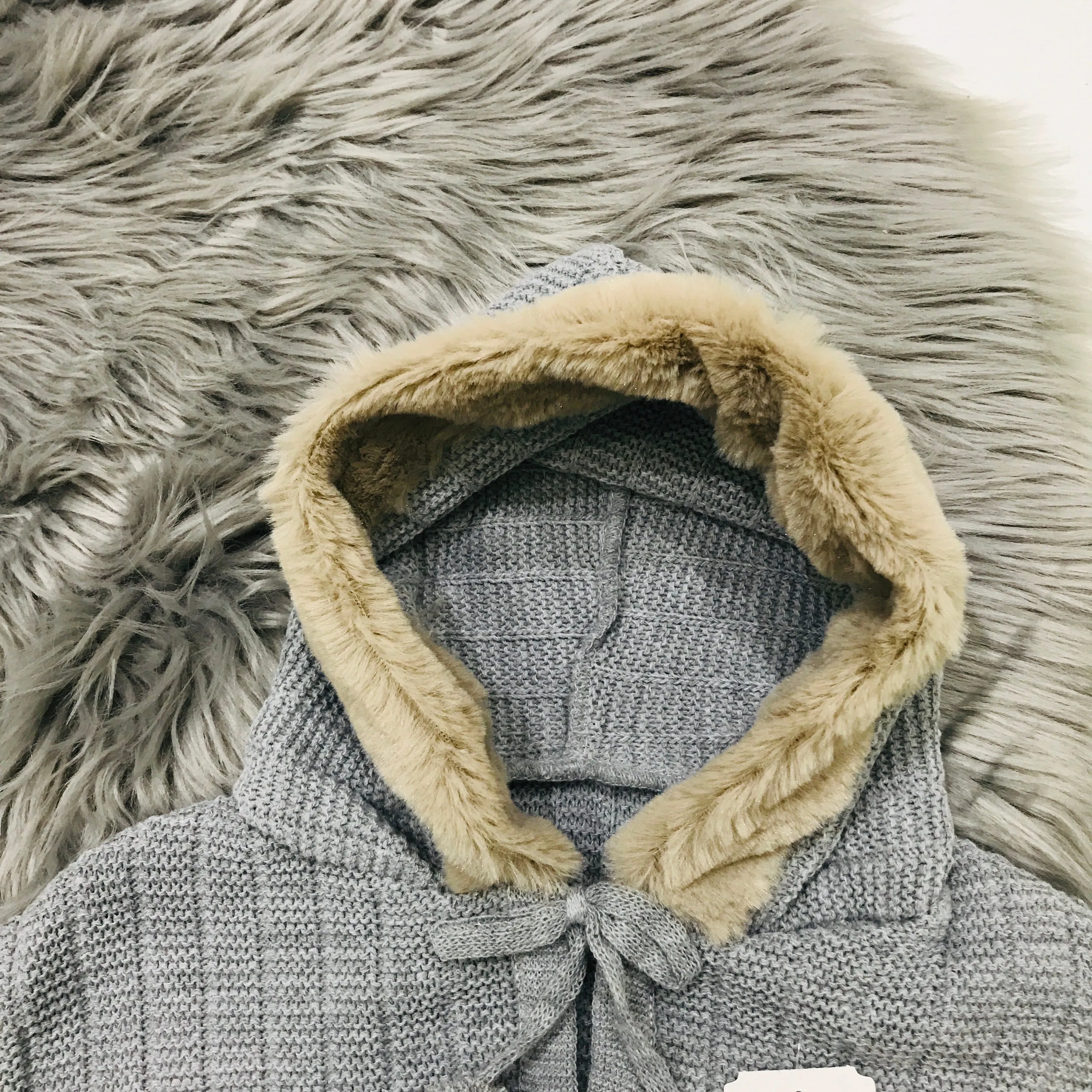 Grey Knitted Spanish Hooded Cape