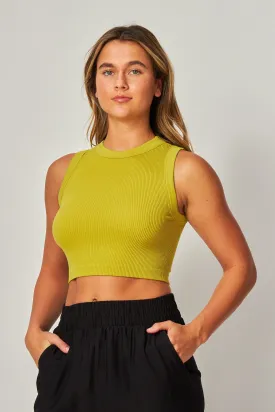 High Neck Crop Tank - Lime