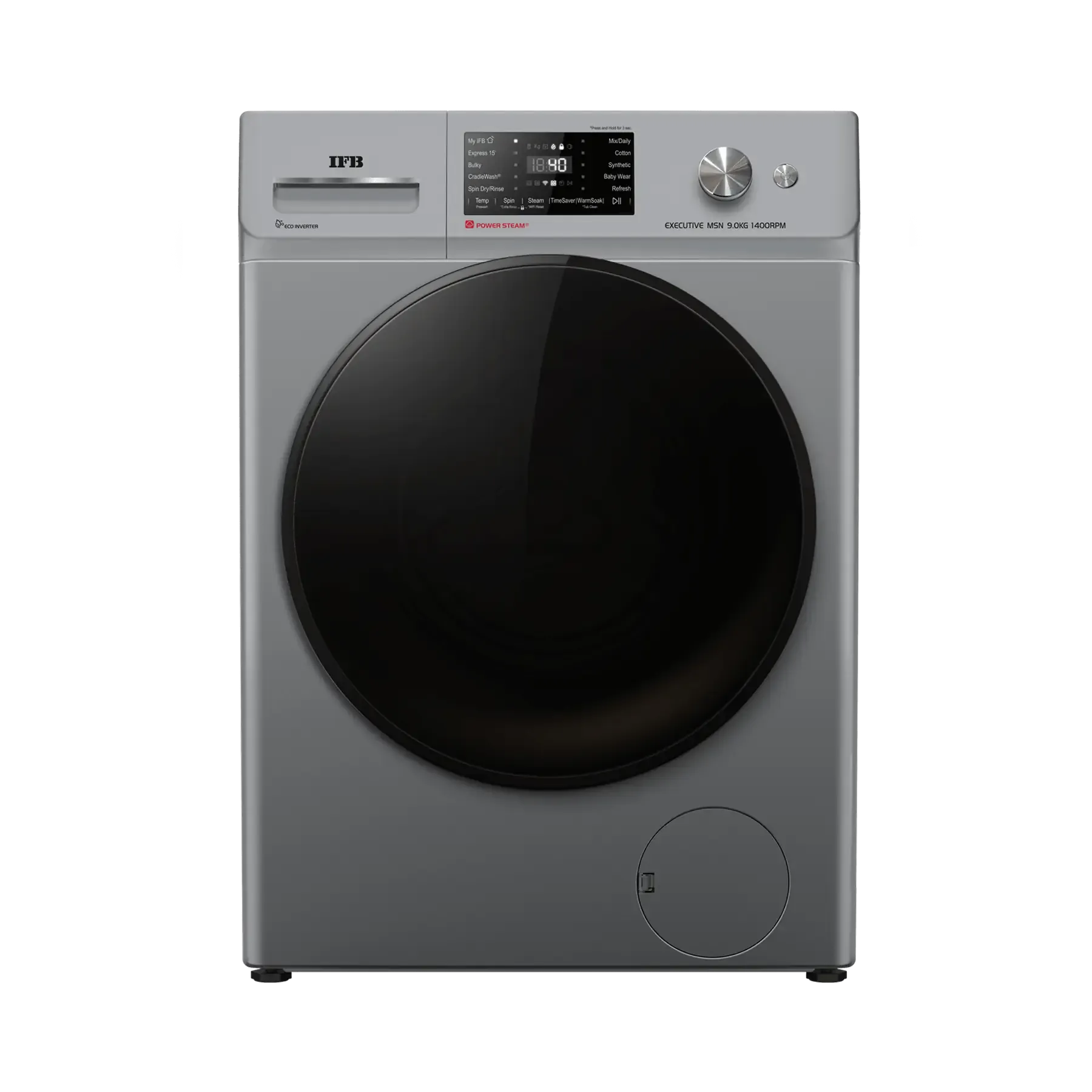 IFB Executive MSN 9014K 9 kg 5 Star AI-Powered Front Load Washing Machine | 1400 RPM, Steam Refresh, Eco Inverter Motor, Wi-Fi Enabled, Metallic Silver
