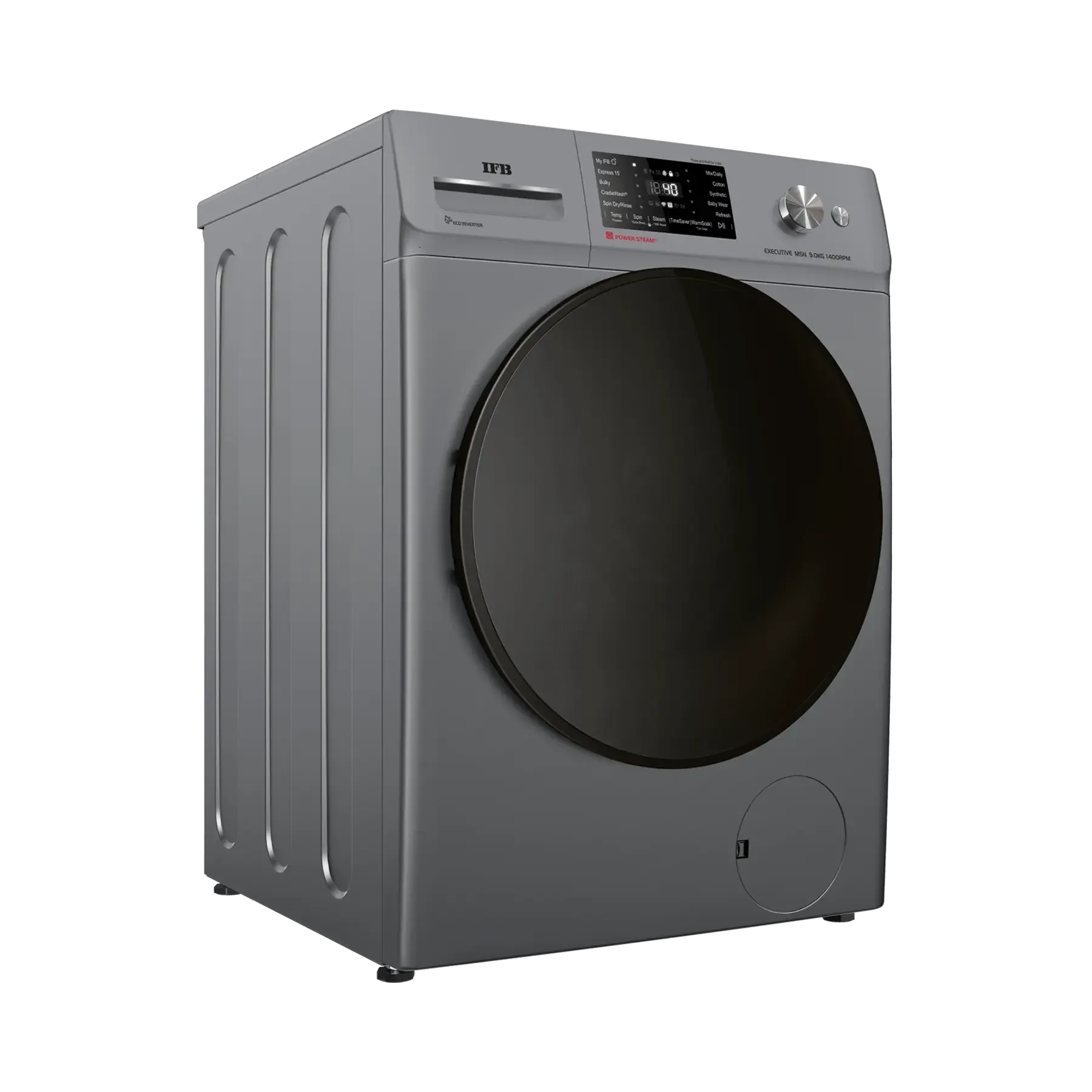 IFB Executive MSN 9014K 9 kg 5 Star AI-Powered Front Load Washing Machine | 1400 RPM, Steam Refresh, Eco Inverter Motor, Wi-Fi Enabled, Metallic Silver