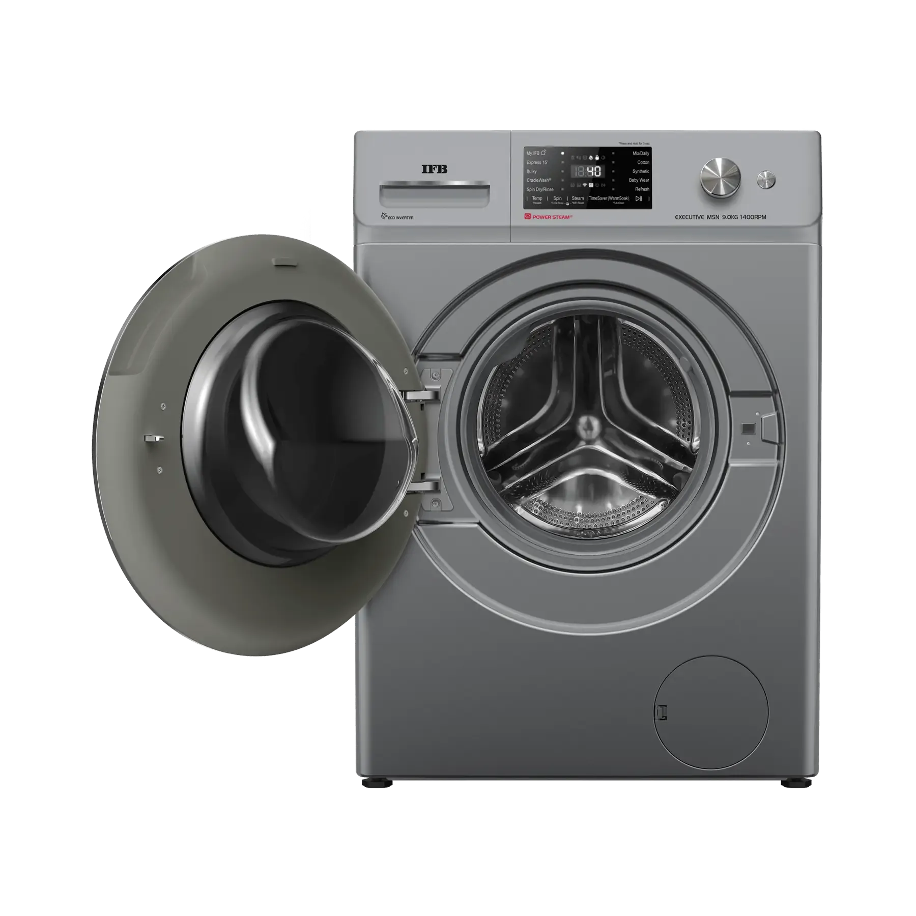 IFB Executive MSN 9014K 9 kg 5 Star AI-Powered Front Load Washing Machine | 1400 RPM, Steam Refresh, Eco Inverter Motor, Wi-Fi Enabled, Metallic Silver