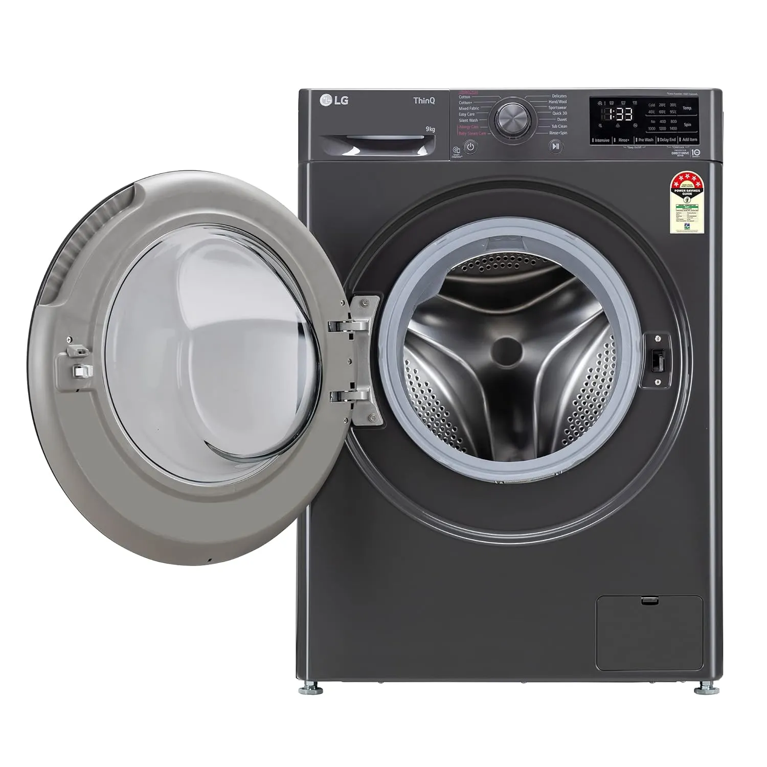 LG FHV1409Z4M 9 Kg 5 Star AI Direct Drive Wi-Fi Front Load Washing Machine (Steam , Inverter Motor, In-Built Heater, 1400 RPM, Middle Black)
