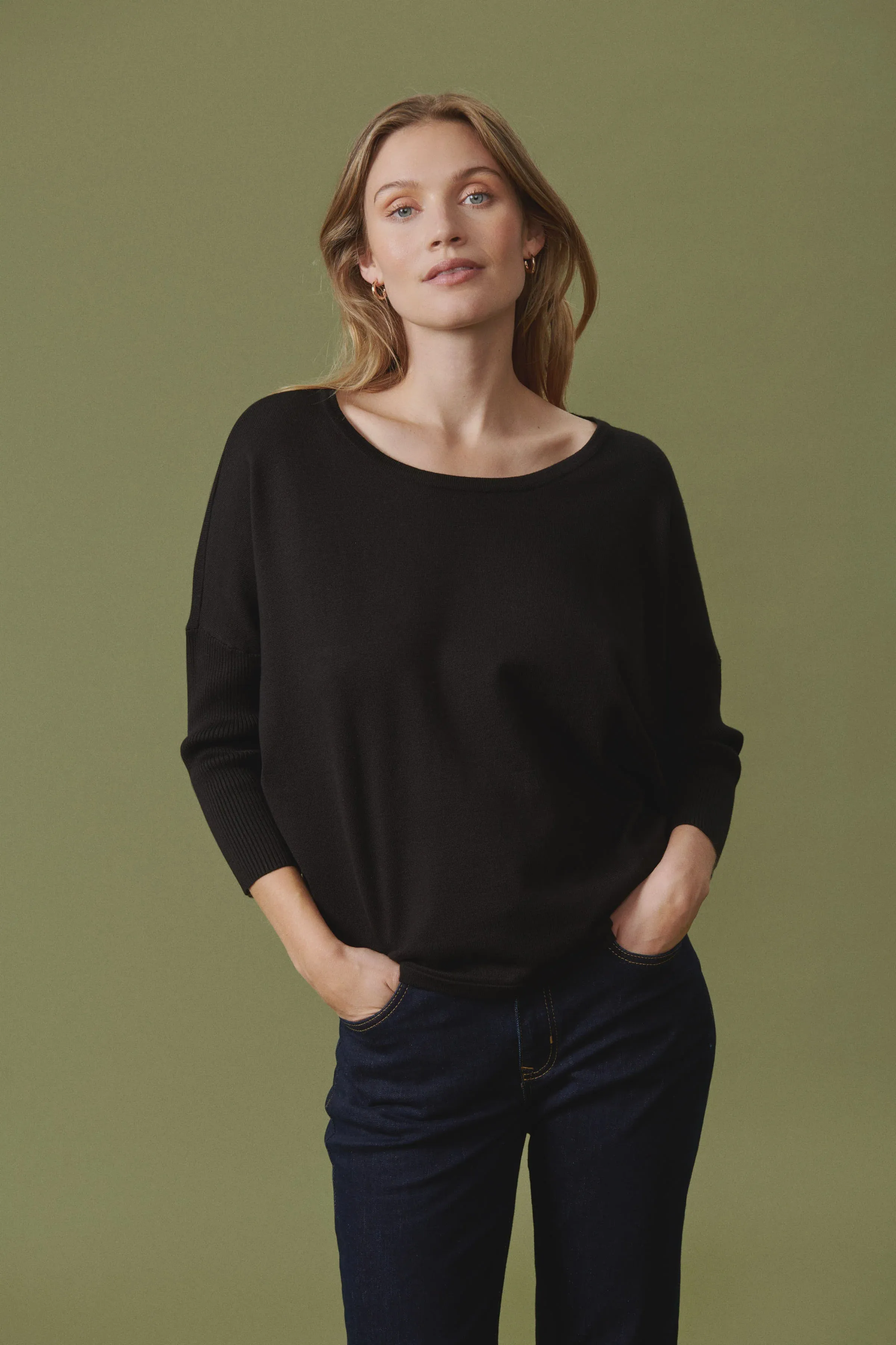 SAINT TROPEZ  - Mila Batwing Knit Black
