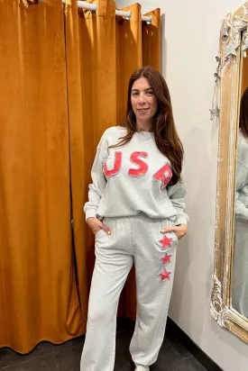 star spangled patched joggers